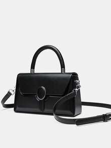 1pc Unique Design French Style Color Block Shoulder Bag, Fashionable Luxurious Feel Ladies Crossbody Bag - Black - View 2