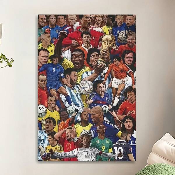 1 pieza, Jugador de fútbol de vitalidad, póster estampado pop, mural de lona impermeable, adecuado para el hogar, la oficina, el dormitorio, la sala de estar, el estudio, el baño, el bar, arte de pared y decoración del hogar, es un regalo ideal para ocasiones especiales