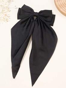 4 Girls Hairpins, Black Bow, White Bow, Pink Bow, Girls' Hairpins, Ribbon Ribbons, Bow Hairpins, Satin Hairpins, Satin Hairpins, Long Tails, Clips On Bow Party Hairbands - Multicolor - View 6