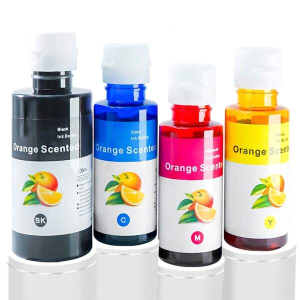 BEHAVE Fit For 31 32XL 31/32XL Ink,Orange Scented Ink Compatible With HP Smart Tank Plus 551 651 455 457 450 Smart Tank 7301 6001 7602 5000 5101 5102 7001 Printers (4pack) Refill Ink Bottle,1 X 135 Ml Black Refill Ink,1 X 70 Ml Cyan Refill Ink,1 X 70 Ml Magenta Refill Ink,1 X 70 Ml Yellow Refill Ink