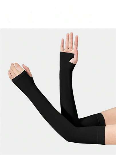 זוג אחד שרוולי זרוע משי קרח בצבע אחיד, מתאים ללבוש יומיומי