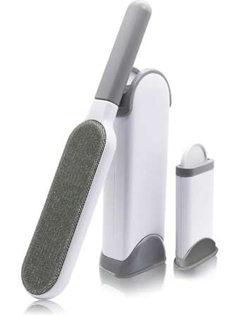 1pc Anti-Static Pet Hair Remover Brush, Available In Different Sizes, Reusable Static Cleaner, Static Duster, Hair Removal For Home And Travel Use, Suitable For Clothing, Fashionable And Minimalist Style, Colors Offered: Grey/White, Red/White, Blue/White (Please Refer To Video For Disassembly And Cleaning Instructions, Not Suitable For Cleaning Wet Hair)