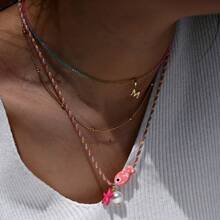Colar com pingente de peixe de cerâmica boêmio colorido para mulheres, gargantilha ajustável de corda multicolorida, perfeita para férias de verão na praia e festivais de música, joias de férias estilo boêmio ajustável