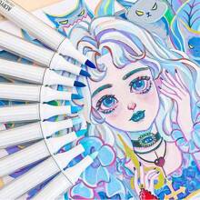 Languo 9 Color Acrylic Paint Marker,Flexible Head,Brightly Colored For Stackable Colors,Doodle Drawing,Handwriting,Learning Markers Art Supplies Stationery Back To School