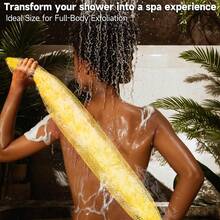 SubSahara Authentic African Net Sponge - 2 Pieces Exfoliating Scrubber For All Skin Types, Bath Sponge For Face & Body, Travel Portable, Durable, Gentle Exfoliation - Lavender Purple & Bright Yellow - 查看 3