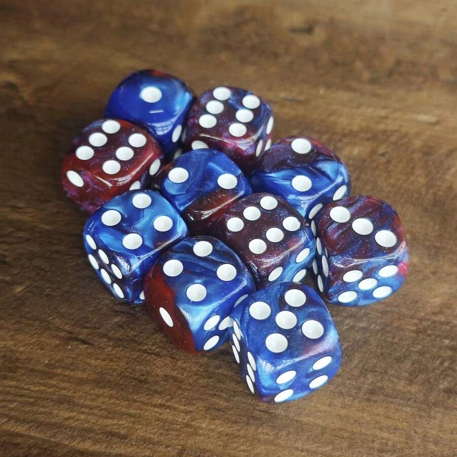 16mm Shiny Blue & Red Star Sky D6 Dice Set For Tabletop Games - Multicolor - View 1