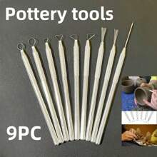 9pcs/8pcs/6pcs/2pcs/1pc Pottery Tools - 7 Piece Needle Set, Detail Needles, Modeling Tools For Polymer Clay, Sculpture DIY Handicraft Supplies,Back To School,School Supplies