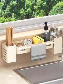1 pezzo Scaffale porta stoviglie, porta panni e spugne da cucina multifunzione,organizer da parete per spezie