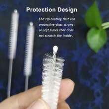 12PCS Straw Cleaning Brush, 9in/23cm Long Stainless Steel Straw Brush, 2in/5cm*0.4in/1cm White Nylon Brush, Suitable For 40/30/20 Oz , Cup, Water Bottle, Milk Cup, Glass Cup, Drinking Straw, Stainless Steel Straw, Glass Straw, Silicone Straw, Plastic Straw, Tube Or Hummingbird Feeder Straw, Reusable Pipe Straw Cleaner, Suitable For Multi-Purpose Cleaning Use In Home Kitchen