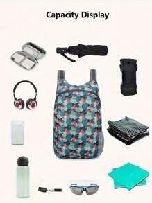 Zaino pieghevole floreale leggero da 20L, adatto per campeggio all'aperto, viaggio, ultra sottile, multifunzionale, adatto per escursioni, viaggi, lavoro, shopping | Realizzato in tessuto di poliestere durevole, cinturino regolabile, unisex, adatto per uso quotidiano, regalo perfetto per studenti e viaggiatori