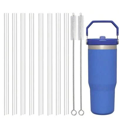 4/6/8 根替换吸管，适用于 30 盎司/20 盎司 IceFlow 不锈钢带吸管玻璃杯 - IceFlow 吸管替换配件套装，学校用品