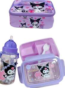 Sanrio Hello Kitty & Freunde 3-Fach Bento Box Set mit Trinkbecher - Süß Cartoon Kunststoff Kinder Lunchbox, perfekte Geschenkwahl für die