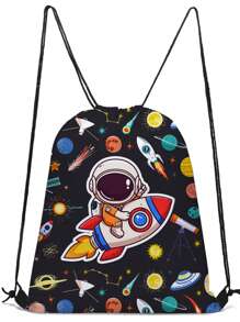 Bolsa con cordón, mochila ligera, mochila estampada con camión/astronauta de varios colores, para deportes, senderismo y viajes, de material de poliéster duradero