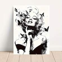 1 Pc Canvas Painting,It Depicts A Smoking Woman And Is A Creative And Interesting Wall Decoration Poster, Suitable For Homes, Bedrooms, Kitchens, Living Rooms, Bathrooms, As Well As Hotels, Cafes, Offices And Washrooms. This Art Piece Is An Excellent Gift For Halloween, Christmas, Easter Or Birthdays. , Wooden Framed Art,High Quality ,Thickness 2.25cm/1inch  Wall Art Prints Poster Direct Hanging Decor For Home Gifts,Living Room, Bathroom, Bedroom, Kitchen,Bar,Office - màu đen - Xem 5