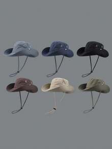 男女通用速干抽绳渔夫帽，夏季防晒户外徒步牛仔帽 - 彩色 - 查看 9