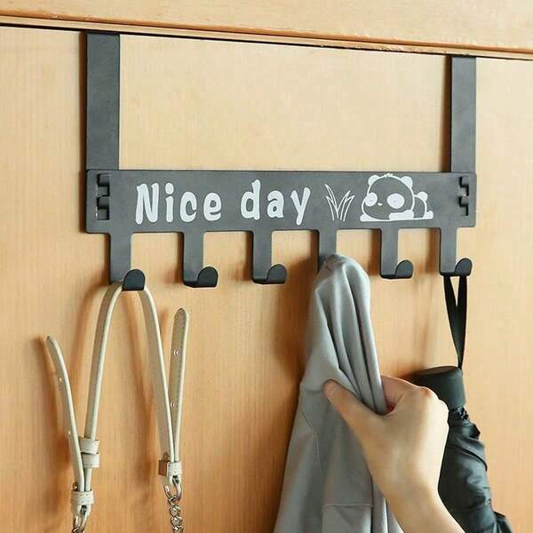 1 Pieza Organizador Multifuncional para colgar en la puerta - Perchero de ganchos de madera sin dañar para abrigos/bufandas/toallas/sombreros, almacenamiento de prendas que ahorra espacio con soporte para tazas y llaves (Instalación fácil sin herramientas, para usar en porche/dormitorio/armario)