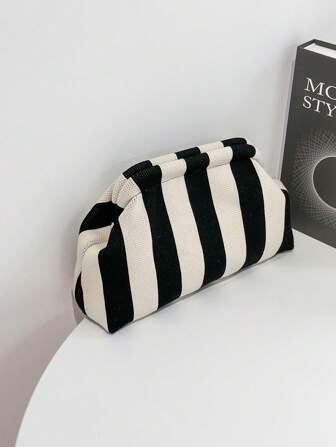 ENBEI BAIZE Elegant Striped Colorblock Clutch Bag - Cosmetic Bag Large, Durable, Multifunctional Women's Beach Bag, Holiday Essentials,Summer Wallet Elegant Women's Bag, Suitable For Daily Use And Holiday Occasions Mother's Day Gift, Wedding Season Souvenir Bag,Travel Essentials