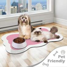 1 pièce Tapis d'alimentation exclusive pour animaux de compagnie, antidérapant, absorbant et facile à nettoyer avec drainage de l'eau pour chats et chiens, blanc/rose/gris, tapis à nourriture pour animaux de compagnie, tapis de séchage de plat, tapis de porte, décoration de la maison, décoration de cuisine, décoration de la chambre, cadeau parfait pour les amateurs d'animaux de compagnie, convient à toutes les tailles d'animaux de compagnie, petits chiens, gros chiens, chatons, lit pour animaux de compagnie - applicable pour la cuisine, la salle à manger, le comptoir, le bar, le salon, la salle de bain, polyvalent, avec fond en caoutchouc imperméable, doux et facile à ranger