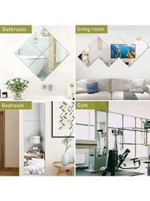 4pcs Shatterproof Wall Mirror Full Length For Bedroom, Plexiglass Gym Mirrors For Home, Extra Thick: 0.12 Inch, 12 X 12 Inch, Workout Mirrors Safe For People, Over The Door, Long Wall Mounted