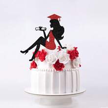 1pc/3pcs High Heel Woman Graduation Cake Topper Glitter Grad Cap Diploma Graduation Cake For GraduationTheme Party Supplies - Multicolor - View 12