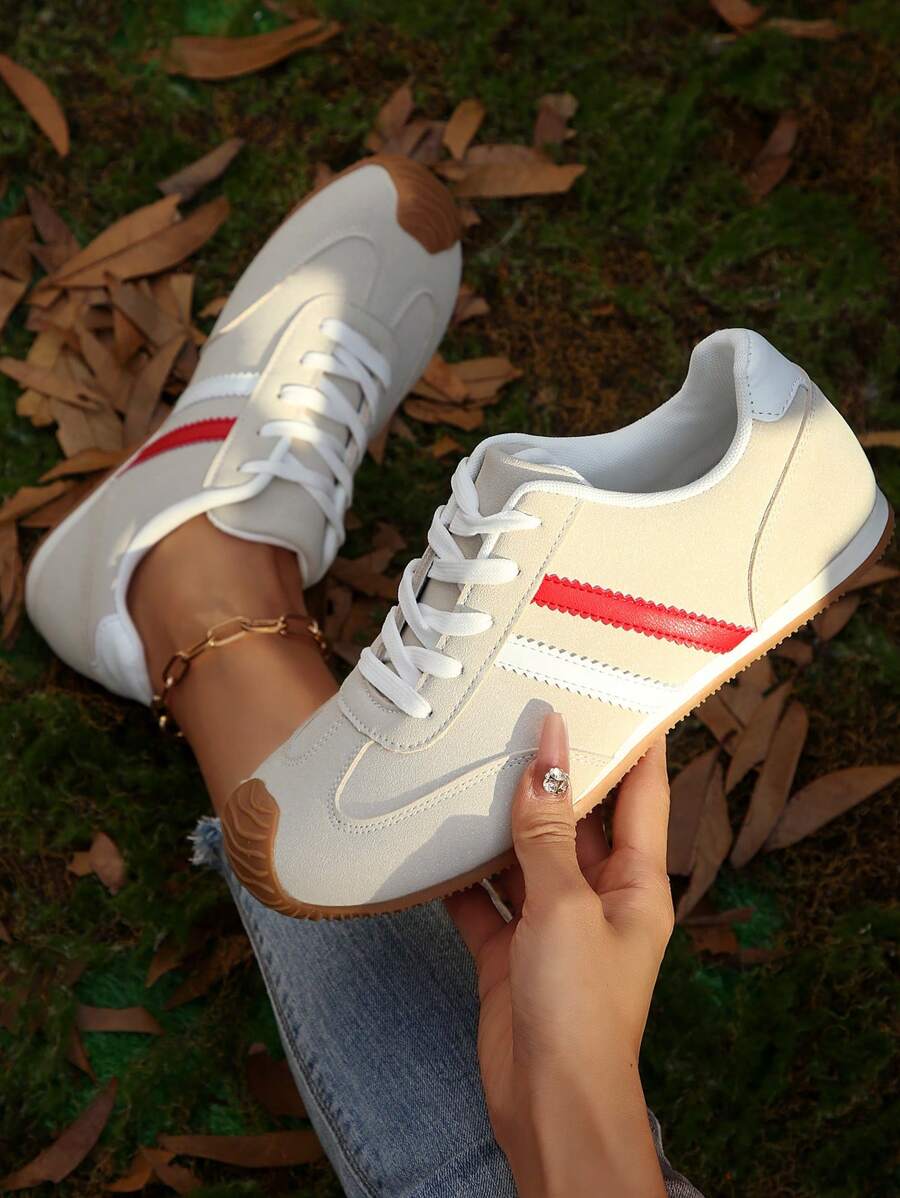 2025 modische, lässige, leichte und bequeme Schnürschuhe mit runder Zehenkappe, dicker Sohle, Retrostil Damen Sneaker, Damen Segeltuch Schuhe, Damen Sportschuhe, Damen Trainingsschuhe