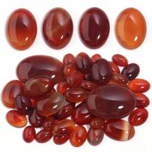 2-10pcs/Pack Natural Red Agate Stone Oval Cabochons, Multiple Styles & Sizes, Elegant Red Gemstone For DIY Jewelry, Suitable For Necklace, Ring, Bracelet, Accessory Decoration