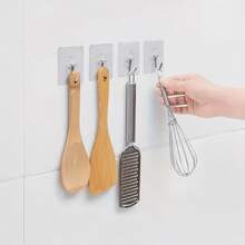 5/10/15pcs Transparent Adhesive Hooks, Multi-Function Kitchen Organizer Wall Hooks, Non-Slip Wallpaper Design, Kitchen Accessories