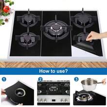 3-Piece Set 5-Hole Gas Stove Protector Mat, Kitchen Cleaning Non-Stick Reusable Stove Scratch Guard Cover