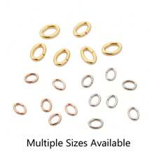 Ahknormailcui Anel elíptico rígido banhado a ouro, 100 peças/lote, de aço inoxidável, com divisão de 0,5 mm/0,6 mm/0,7 mm de espessura, anel pendente oval dourado, conector de anel de salto que pode ser aberto para fazer joias, acessórios faça você mesmo