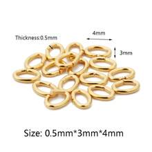 Ahknormailcui Anel elíptico rígido banhado a ouro, 100 peças/lote, de aço inoxidável, com divisão de 0,5 mm/0,6 mm/0,7 mm de espessura, anel pendente oval dourado, conector de anel de salto que pode ser aberto para fazer joias, acessórios faça você mesmo