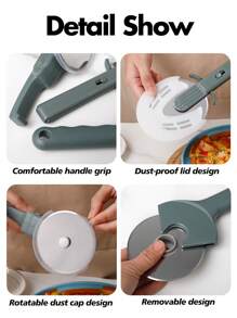 1pc 3.5in/3.74 Inch Stainless Steel Pizza Cutter Wheel With Protective Cover, Baking Biscuit Cutting Roller Slicer
