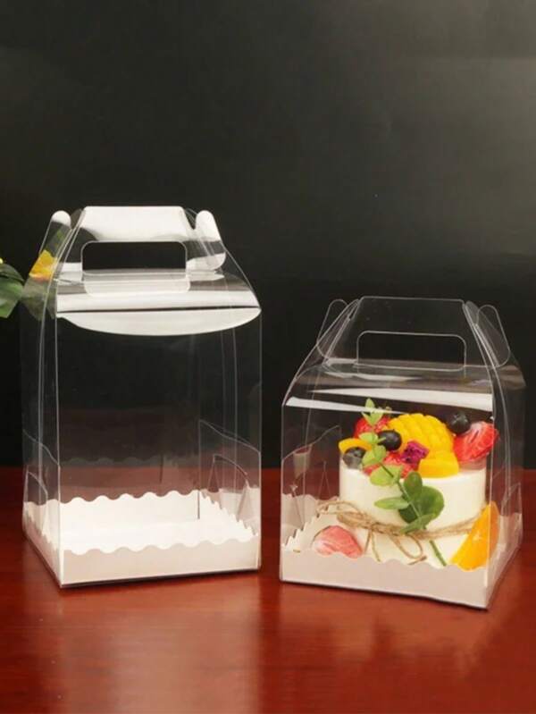 10 piezas Cajas para pasteles de 6x6 pulgadas con asa, cajas de pastelería transparentes, cajas de hornear pequeñas, cajas para pasteles de 6 pulgadas.