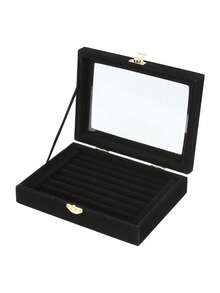 1pc Acrylic Jewelry Ring Storage Display Box Back To School - Black - View 7