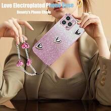 1 Set: Plating Heart Bracelet + Plating Shiny Phone Case + Heart DIY + Glitter Card Paper + Plating Glitter - Compatible With IPhone 16/15promax, A35/A15, S24/S25, Whole Set Phone Case, Also Compatible With Apple, Moto/Redminote14 Waterproof Shockproof Anti-Fall Scratch Resistant,International Version, Not The Domestic Version - Pink - View 6