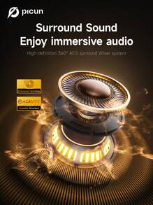 Picun Écouteurs à arceau ouvert Picun H1, écouteurs intra-auriculaires à charge sans fil, réduction du bruit pour les appels, graves puissants, autonomie plus longue, audio surround, contrôle tactile intelligent, confort d'ajustement, pour le sport, la course, le cyclisme, la marche