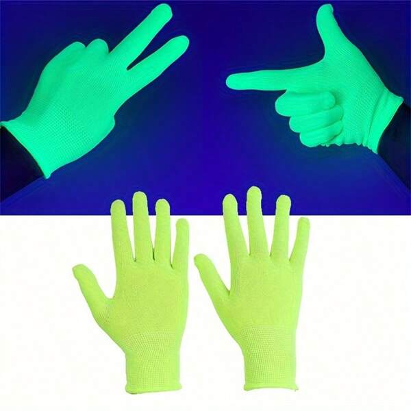 1/3/5 Paar neongrüne Handschuhe, leuchten im Dunkeln unter UV-Licht, geeignet für Geburtstagspartys, Bar-Atmosphäre, Tanz- und Bühnenaufführungen, einzigartiges Geschenk, passend für Halloween- und Weihnachtsdekorationen