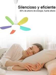 Lámpara De Techo Y Ventilador De Techo  En 3 Colores Con Luz, Control Remoto De La Temperatura De La Luz De Intensidad Regulable, Montaje En El Techo Moderno Con Control Remoto, Lámpara De Ventilador De Techo Led Con Enchufe Inteligente E27 - Multicolor - Ver 5