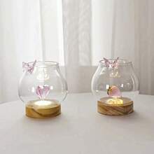 1pc INS风3D草莓心形蝴蝶玻璃杯大容量手提玻璃杯牛奶杯家用下午茶咖啡杯果汁饮料杯情侣水杯节日礼物杯 - 彩色 - 查看 4