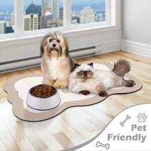 1 pièce Tapis d'alimentation exclusive pour animaux de compagnie, antidérapant, absorbant et facile à nettoyer avec drainage de l'eau pour chats et chiens, blanc/rose/gris, tapis à nourriture pour animaux de compagnie, tapis de séchage de plat, tapis de porte, décoration de la maison, décoration de cuisine, décoration de la chambre, cadeau parfait pour les amateurs d'animaux de compagnie, convient à toutes les tailles d'animaux de compagnie, petits chiens, gros chiens, chatons, lit pour animaux de compagnie - applicable pour la cuisine, la salle à manger, le comptoir, le bar, le salon, la salle de bain, polyvalent, avec fond en caoutchouc imperméable, doux et facile à ranger