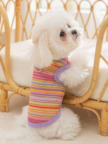 1 pièce Gilet style boho léger et mignon pour petit chien de compagnie, tenue décontractée respirante d'intérieur convenant aux petits chats et chiens