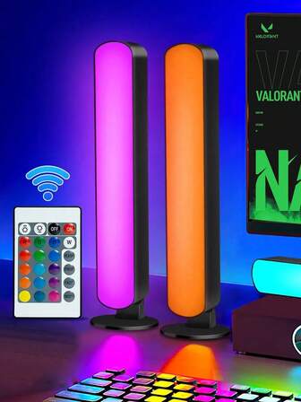 1/2 Pcs Led Desk Lamps With Remote Control, Usb Powered Rgb Night Light Strip, Geometric Pattern Plastic Lampshade, Traditional Style, Polished Metal Finish, Color Changing, Suitable For Various Room Types, Tv Desk Lamp, Computer Desk Lamp, Room Desk Lamp, Party Decoration Desk Lamp