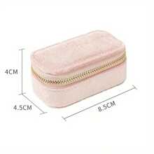 1pc Customized Velvet Jewelry Box With Gold Foil Printing, Elegant Bridesmaid/Birthday/Mother's Day/Valentine's Day Gift, Rectangular Design With Zipper Closure, Jewelry Storage Box