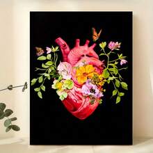 1pc Canvas Art Print,A Medical Art Poster Featuring Flowers And Butterflies In Floral Art,Wood Framed Painting (1) Thickness 2.5 Cm/ 1 Inch-Home Decoration For All Occasions,Ideal New Year, Valentine's Day,Thanksgiving,Easter,Christmas Gift,Room Decoration Aesthetic,Wall Decoration Art,Perfect Gift,Autumn And Winter Wall Decoration,Living Room Decoration, Bedroom Decoration, Kitchen Decoration, Entry Decoration, Bathroom Decoration, Direct Wall Painting, High Quality Wall Painting Poster,Modern Home Decoration Stretched And Framed Ready To Hang - Black - View 5