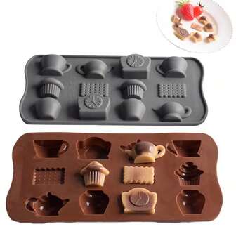 2PCS/1PCSilicone Tea Time Mold Making - The Ideal Choice For Chocolate And Candy - Silicone Tea Time Mold, Reusable Chocolate Mold, Silicone, Baking Tool Kitchen Mold, Tea Time Theme, Teacup Mold, Teapot Mold