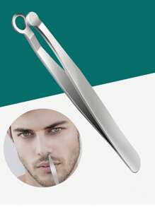 1pc Stainless Steel Round Head Nose Hair Trimmer, Blackhead Tweezers, Beard Trimmer, Eyebrow Trimmer, Beauty Tool