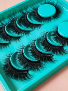 1 caja de 6 pares de pestañas postizas extra largas y gruesas, estilo europeo, pestañas artificiales de pelo natural, reutilizables, adecuadas para maquillaje ahumado, diario, discoteca, baile y escenario