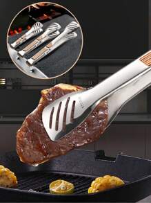 1pc New 304 Stainless Steel Food Clips, Heat-Resistant Barbecue Tongs, Home Steak Clip, Stainless Steel Bread Clip, Hollow-Out Dessert Clip, Multipurpose Food Clip, Kitchen Accessory, Baking Supplies, Suitable For Kitchen, Restaurant, BBQ, Baking, Party