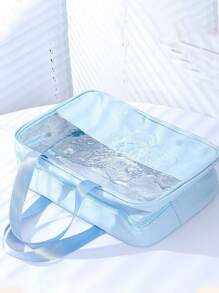 3pcs/Set Large Capacity Cosmetic Bag PVC Waterproof Makeup Bag Transparent Travel Organizer Bag Makeup Brush Bag Cosmetic Bag Perfume Storage Box, Essential For Summer Holiday Travel, Beach Bag, Handbag, Suitable For Skincare, Makeup, Bathroom Storage, Lipstick, Makeup Pencils, Shampoo, Toothbrush, Curling Brush, Etc.