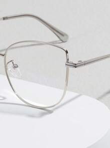 1 Pair Cat-Eye Metal Fashion Sexy Clear Lens Glasses, Suitable For Daily Use