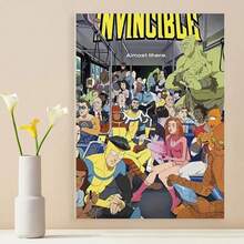 Framed 1pc "Invincible" Season 2  Canvas Poster - Vibrant Superhero Artwork With Dynamic Characters & Cityscape Backdrop - High-Quality Canvas Print For Living Room, Office, Restaurant Wall Decor - Perfect Gift For Birthdays, Valentine's Day, Holidays & Superhero Parties, Actionpacked Design | Detailed Illustrations, Superhero Party Decorations - Framed - View 1